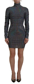 Dolce & Gabbana Black Embellished Nylon Bodycon Mini Dress