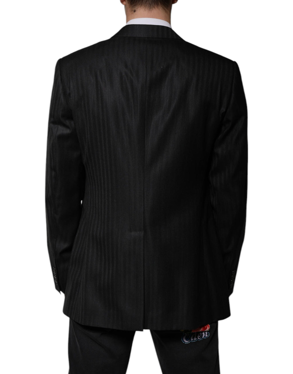 Dolce & Gabbana Dark Gray Stripe Wool Single Breasted Blazer