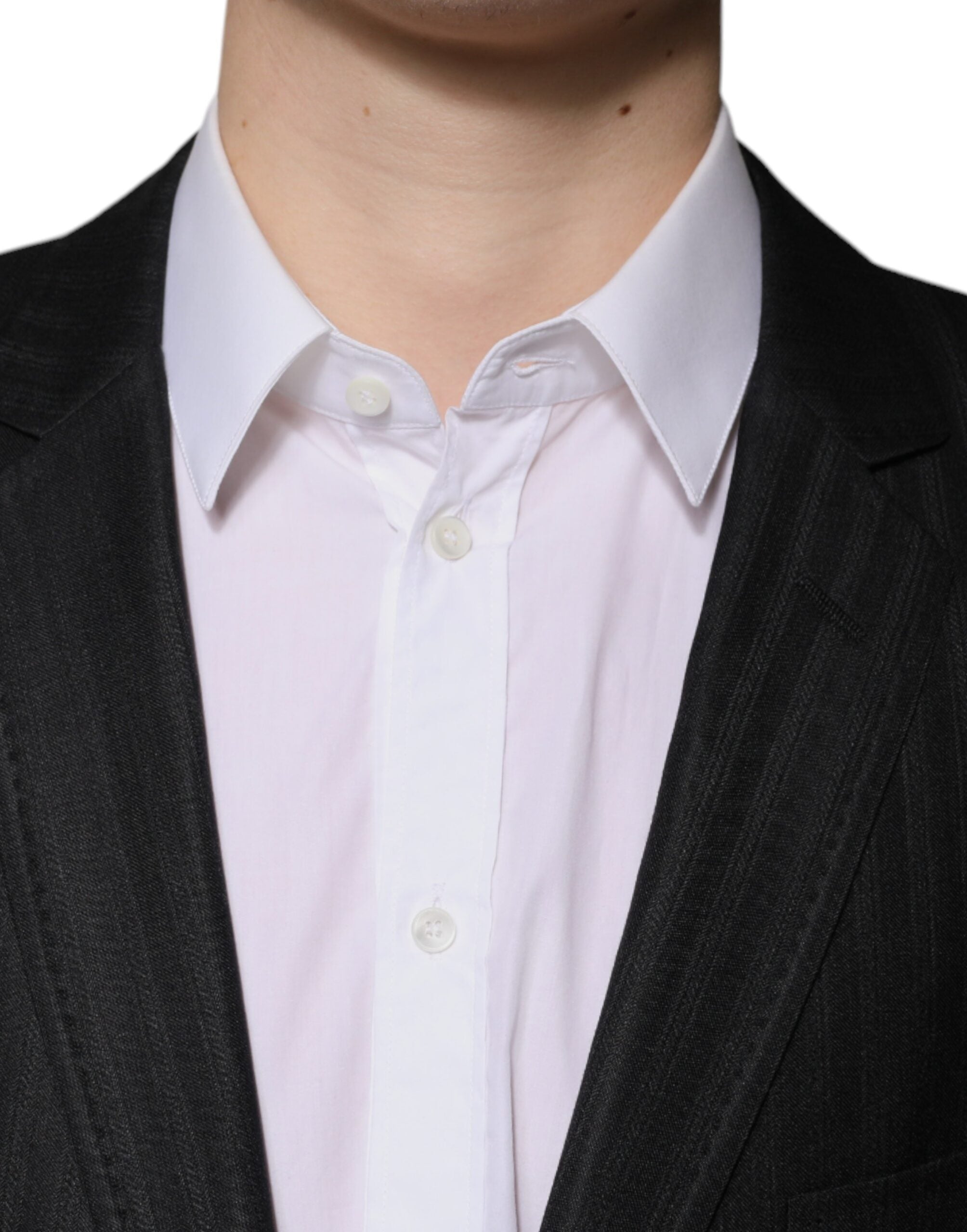 Dolce & Gabbana Dark Gray Stripe Wool Single Breasted Blazer