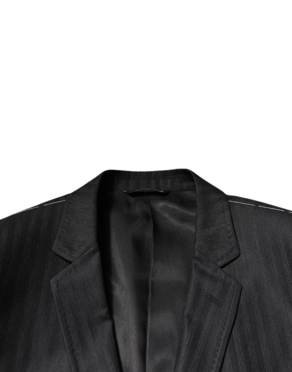 Dolce & Gabbana Dark Gray Stripe Wool Single Breasted Blazer