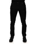 Dolce & Gabbana Black Tattered Cotton Skinny Men Denim Jeans