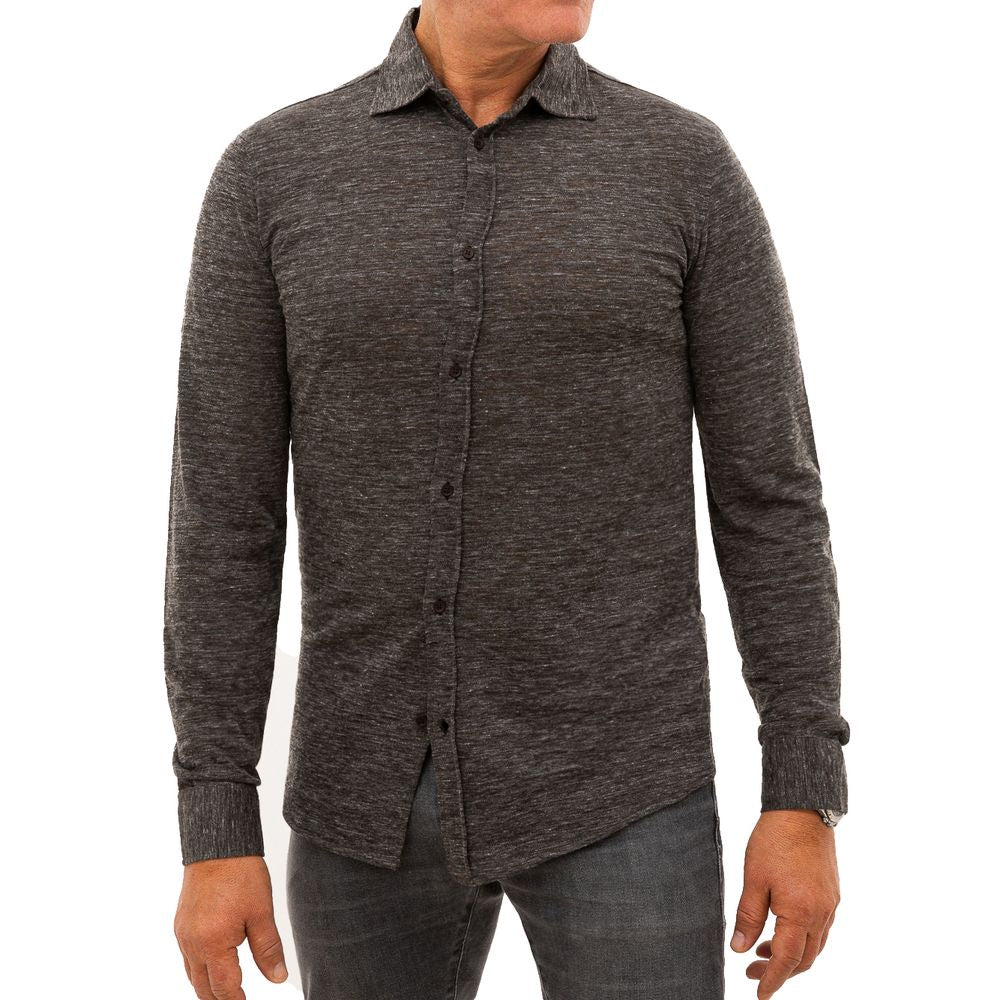 Corneliani Gray Wool Dress Shirt