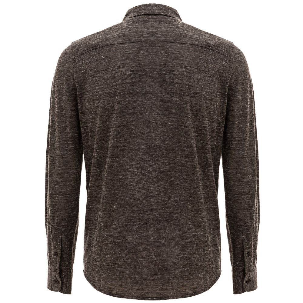 Corneliani Gray Wool Dress Shirt