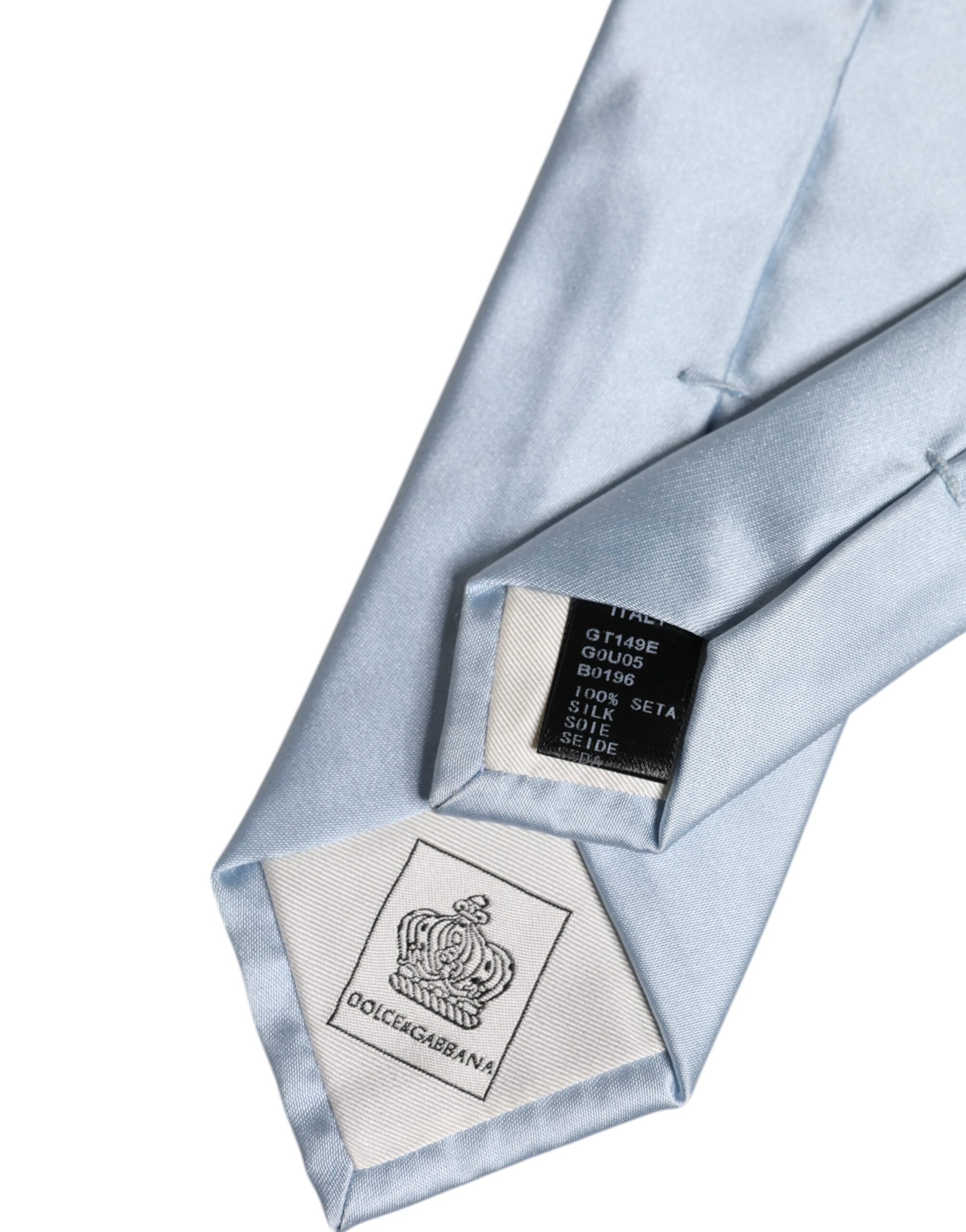 Dolce & Gabbana Light Blue Solid Silk Adjustable Necktie Tie
