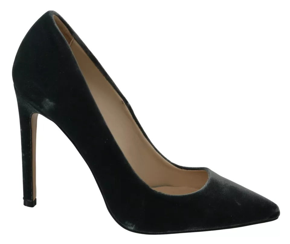 Ovyé Gray Velvet Dress Stiletto Pumps Shoes