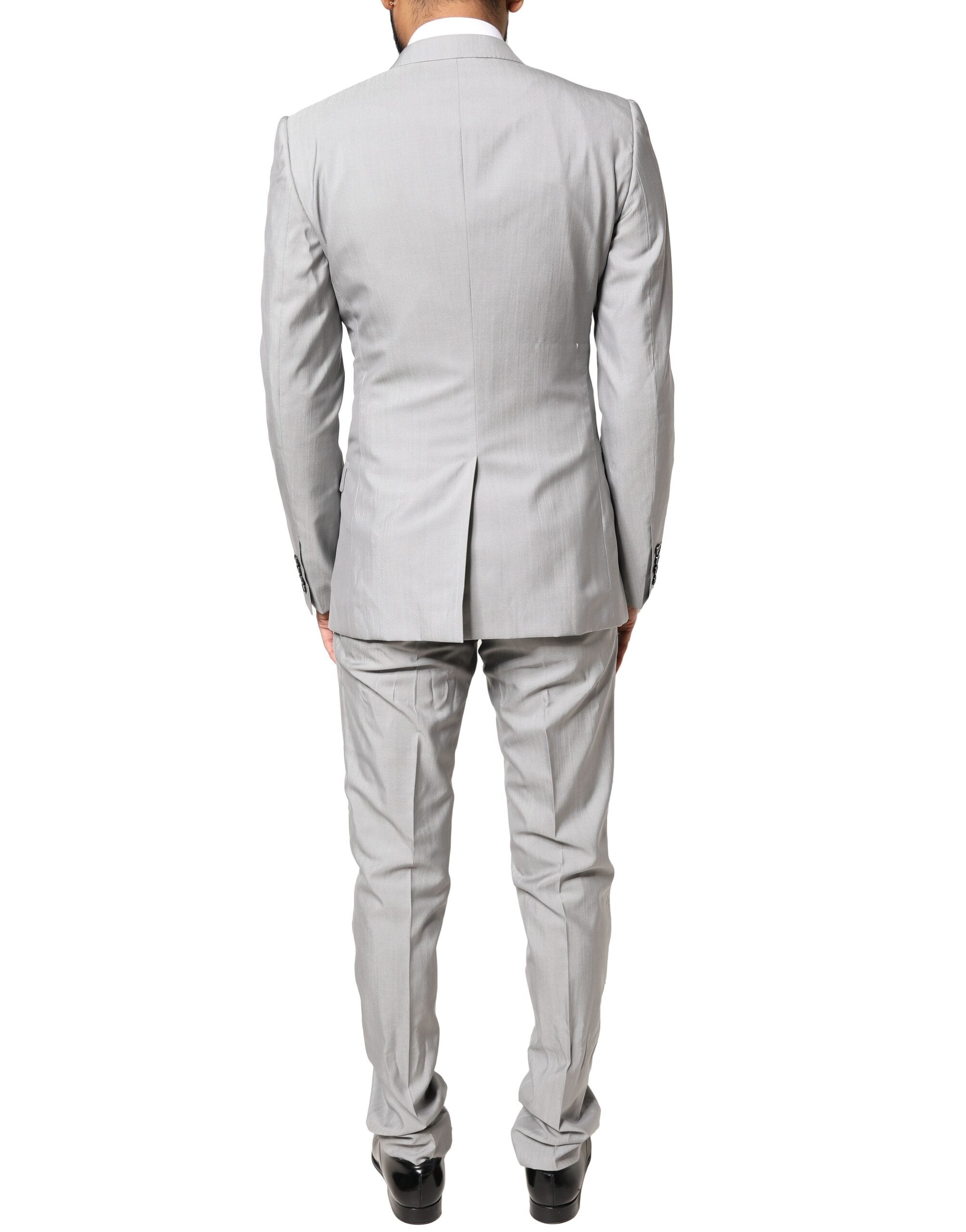 Dolce & Gabbana Light Gray Wool GOLD 2 Piece Formal Suit
