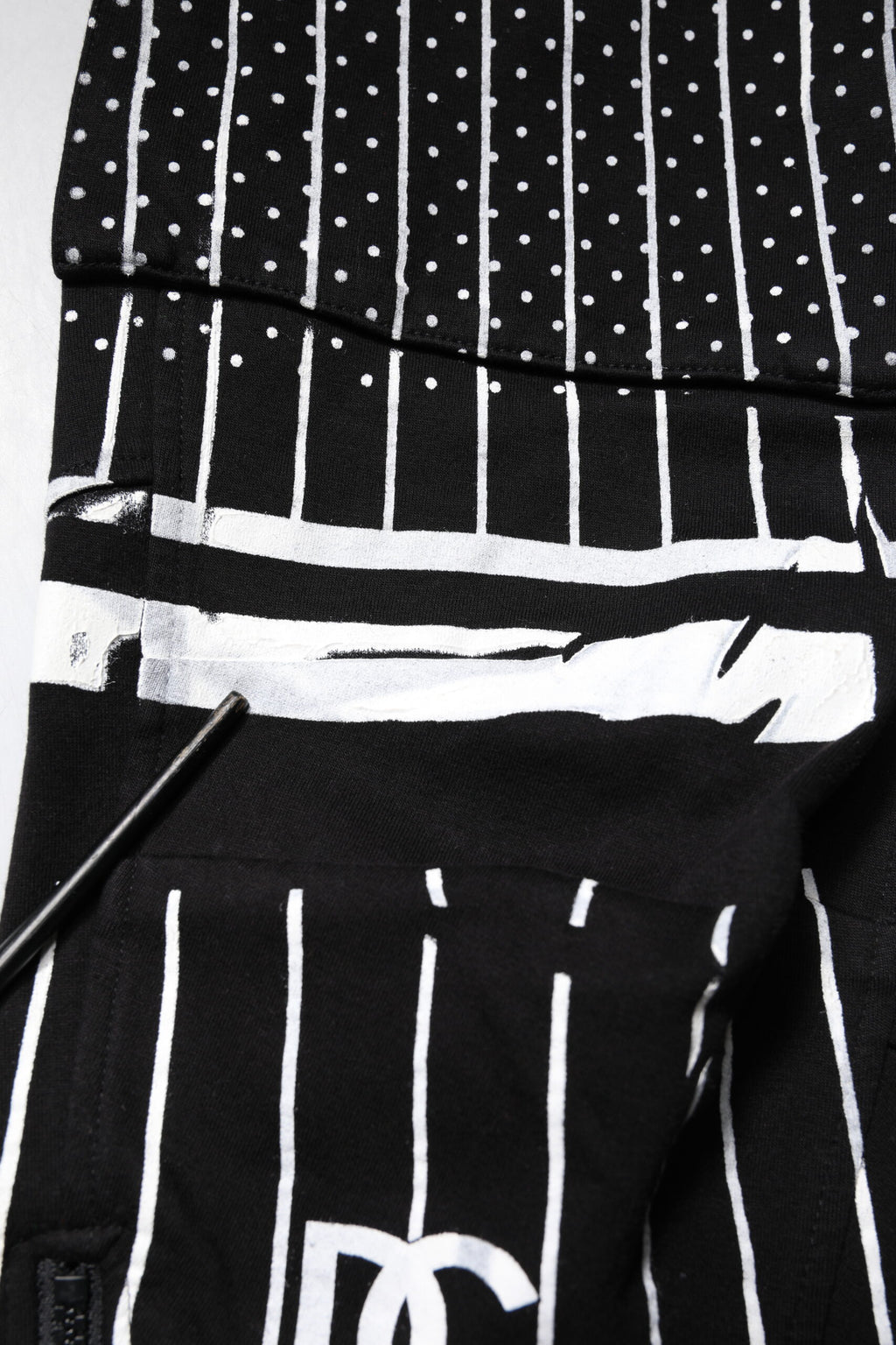 Dolce & Gabbana Black Polka Dot Stripes Cargo Jogger Sweatpants Pants