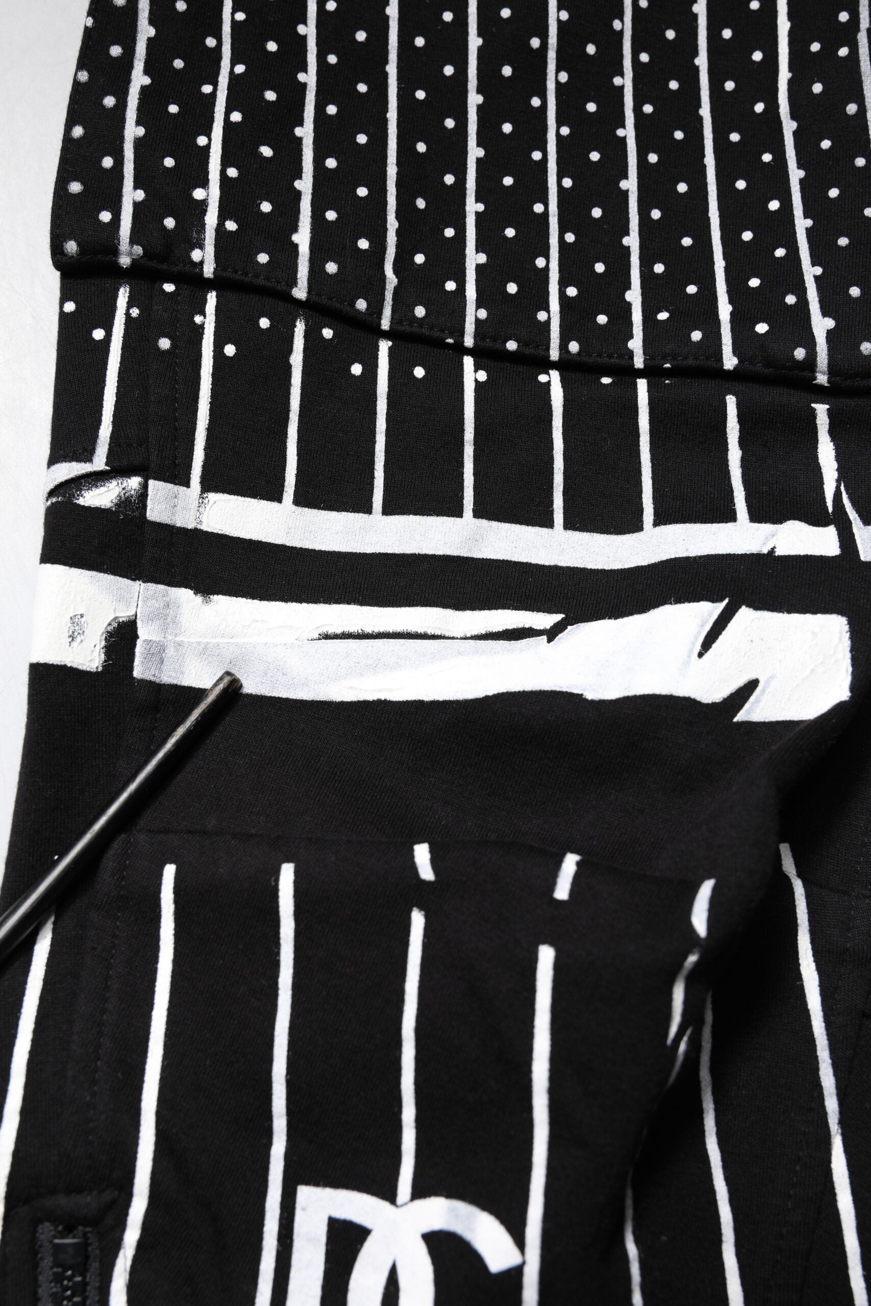 Dolce & Gabbana Black Polka Dot Stripes Cargo Jogger Sweatpants Pants