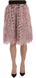 Dolce & Gabbana Pink Gold Fringe Metallic Pencil A-line Skirt