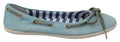Pantofola D'Oro Sky Blue Suede Lace Bow Loafers Ballet Flat Shoes