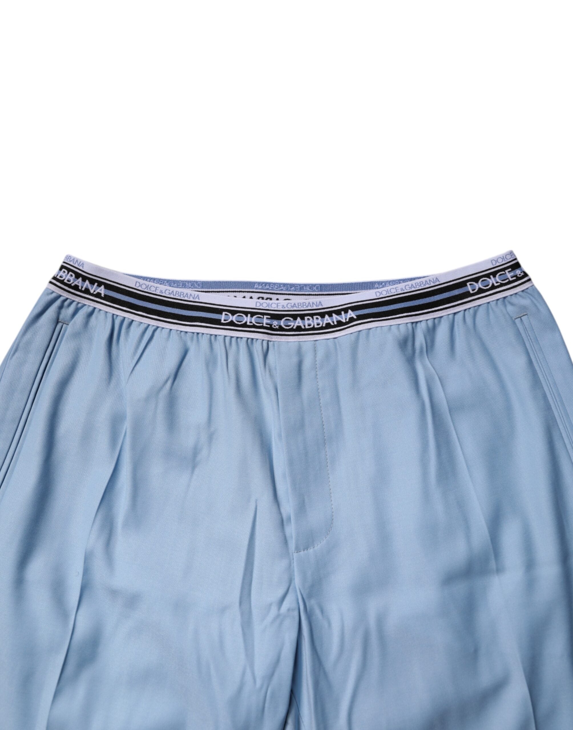 Dolce & Gabbana Blue Cotton Stretch Chino Pants