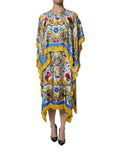 Dolce & Gabbana Multicolor Majolica Kaftan Short Sleeves Maxi Dress