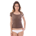 A-Style Marrone Nylon Women T-Shirt