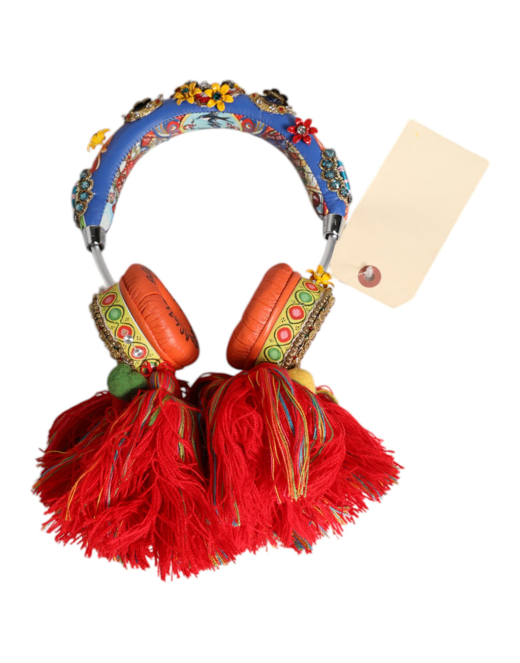 Dolce & Gabbana Multicolor Whimsical Tasseled Crystal Headset Headphones