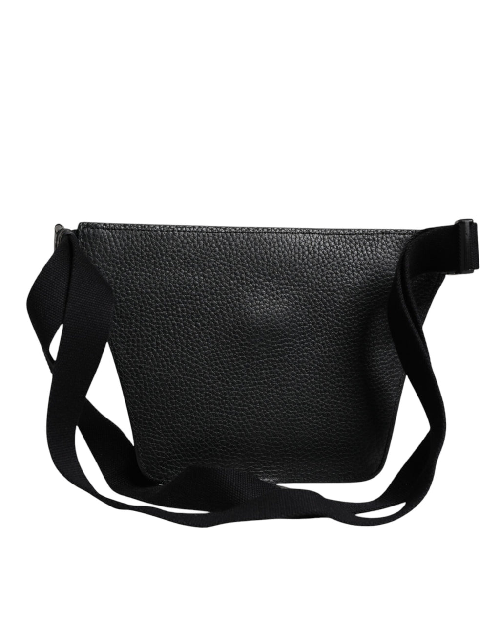 Dolce & Gabbana Black Calfskin Logo Plaque Belt Waist Men Fanny Pack Bag
