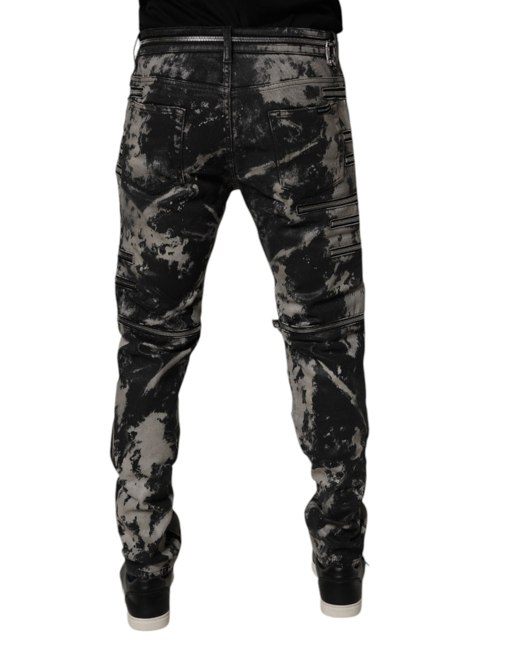 Dolce & Gabbana Dark Gray Tie Dye Cotton Skinny Zip Denim Jeans