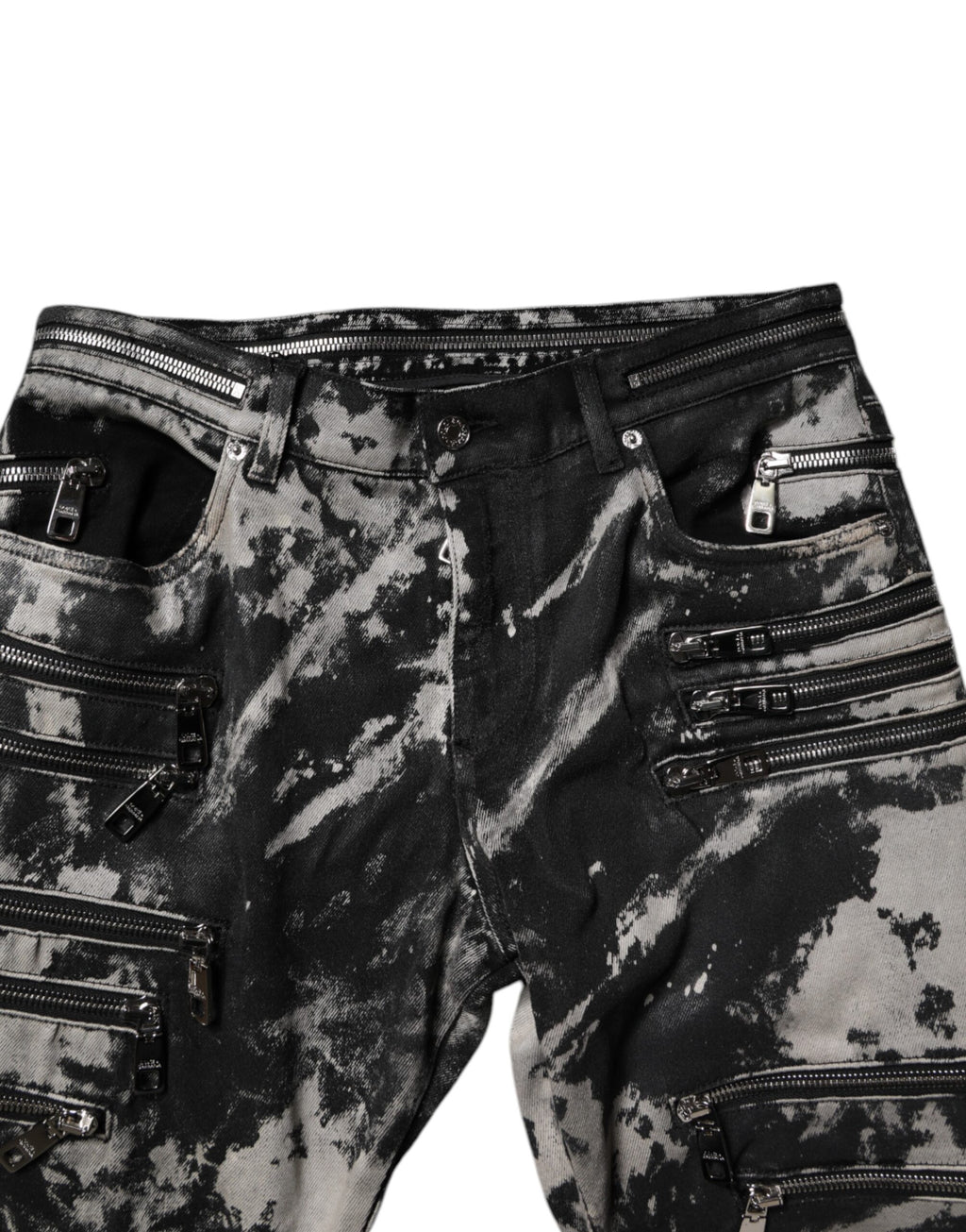 Dolce & Gabbana Dark Gray Tie Dye Cotton Skinny Zip Denim Jeans