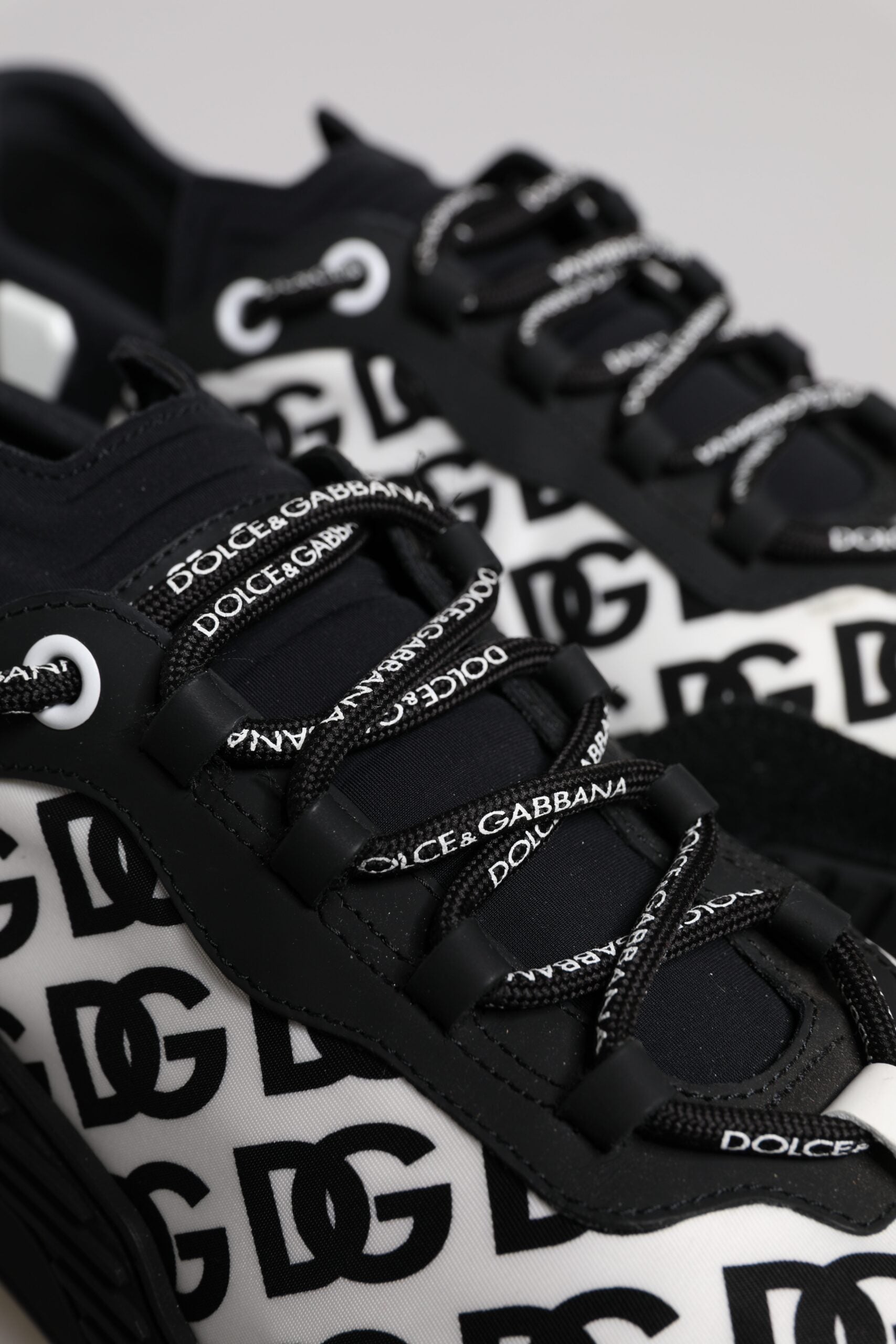 Dolce & Gabbana Black Logo Lace Up Low Top NS1 Sneakers Shoes