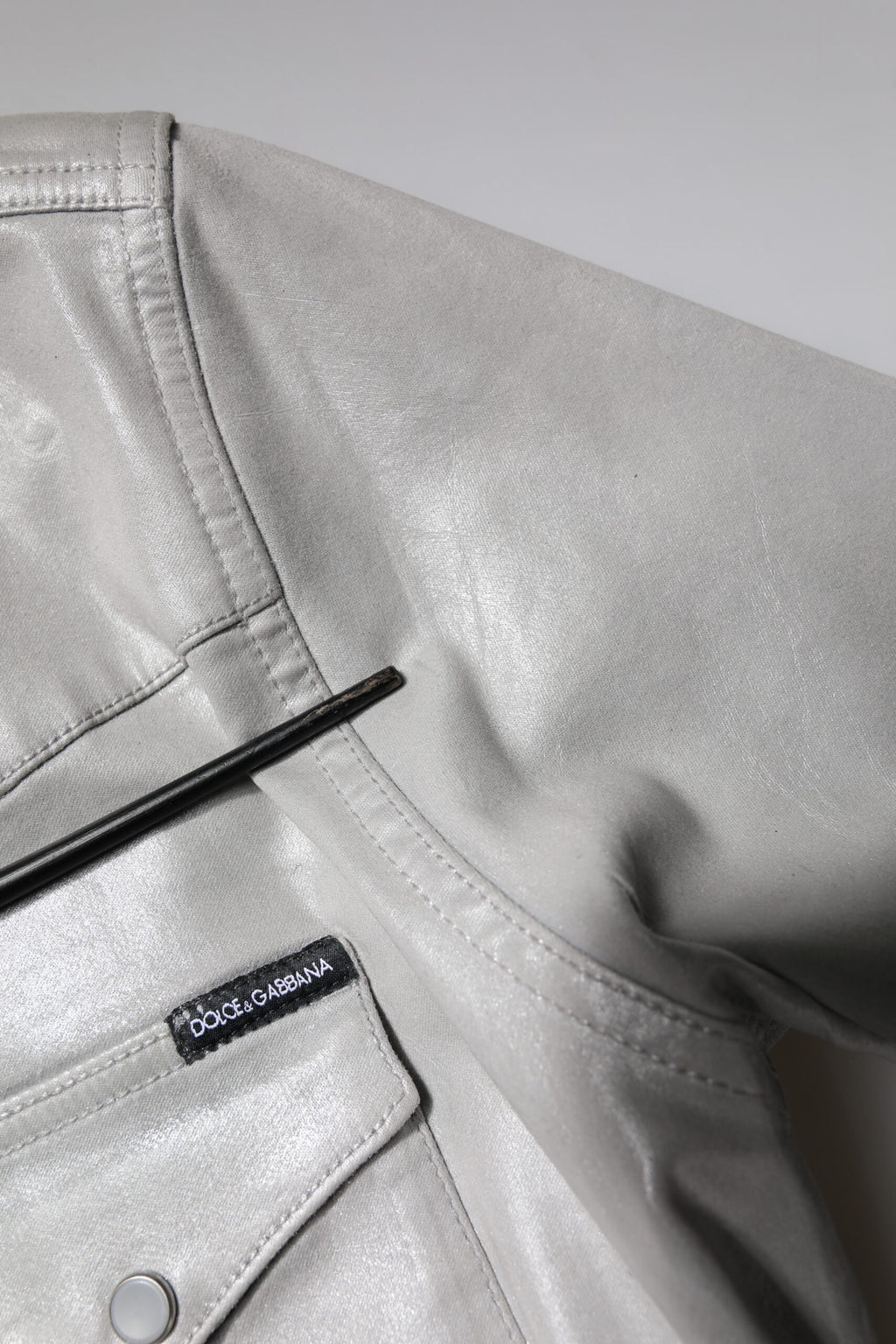 Dolce & Gabbana Metallic Gray Cotton Button Down Shirt
