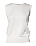 Dolce & Gabbana Cream Sleeveless Silk Round Neck Tank Top
