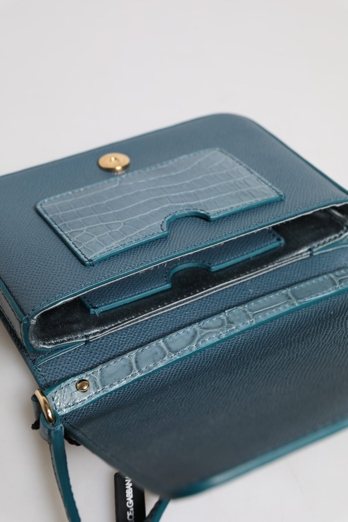 Dolce & Gabbana Green Exotic Leather DG Plaque Crossbody Mini Bag