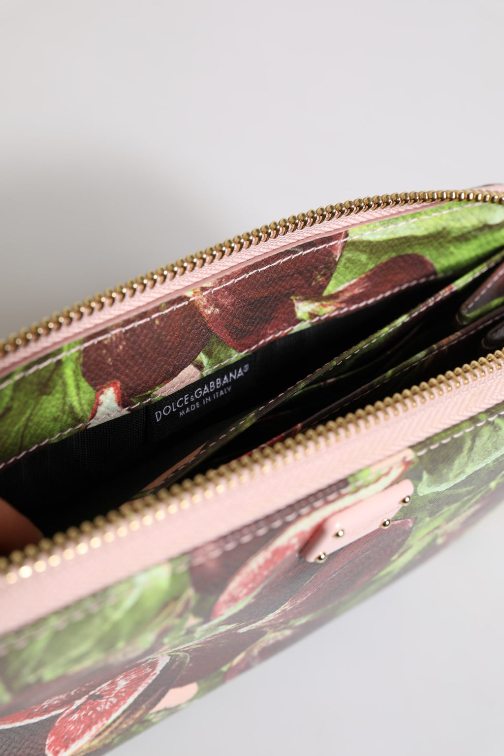 Dolce & Gabbana Multicolor Fig Fruit Dauphine Leather Zip Around Continental Wallet