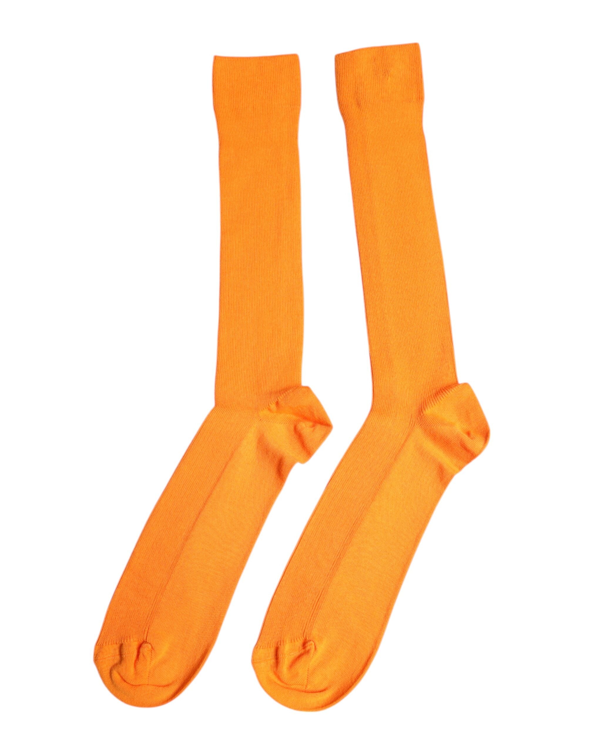 Dolce & Gabbana Orange Cotton Logo Over The Calf Socks