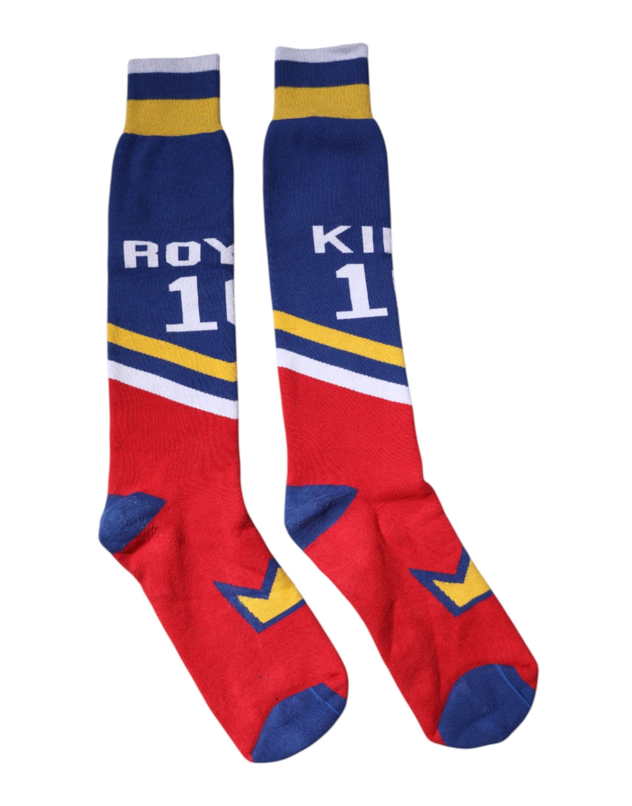 Dolce & Gabbana Multicolor Printed Cotton Over Calf Socks