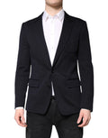Dolce & Gabbana Dark Blue Wool Single Breasted Coat Suit Blazer
