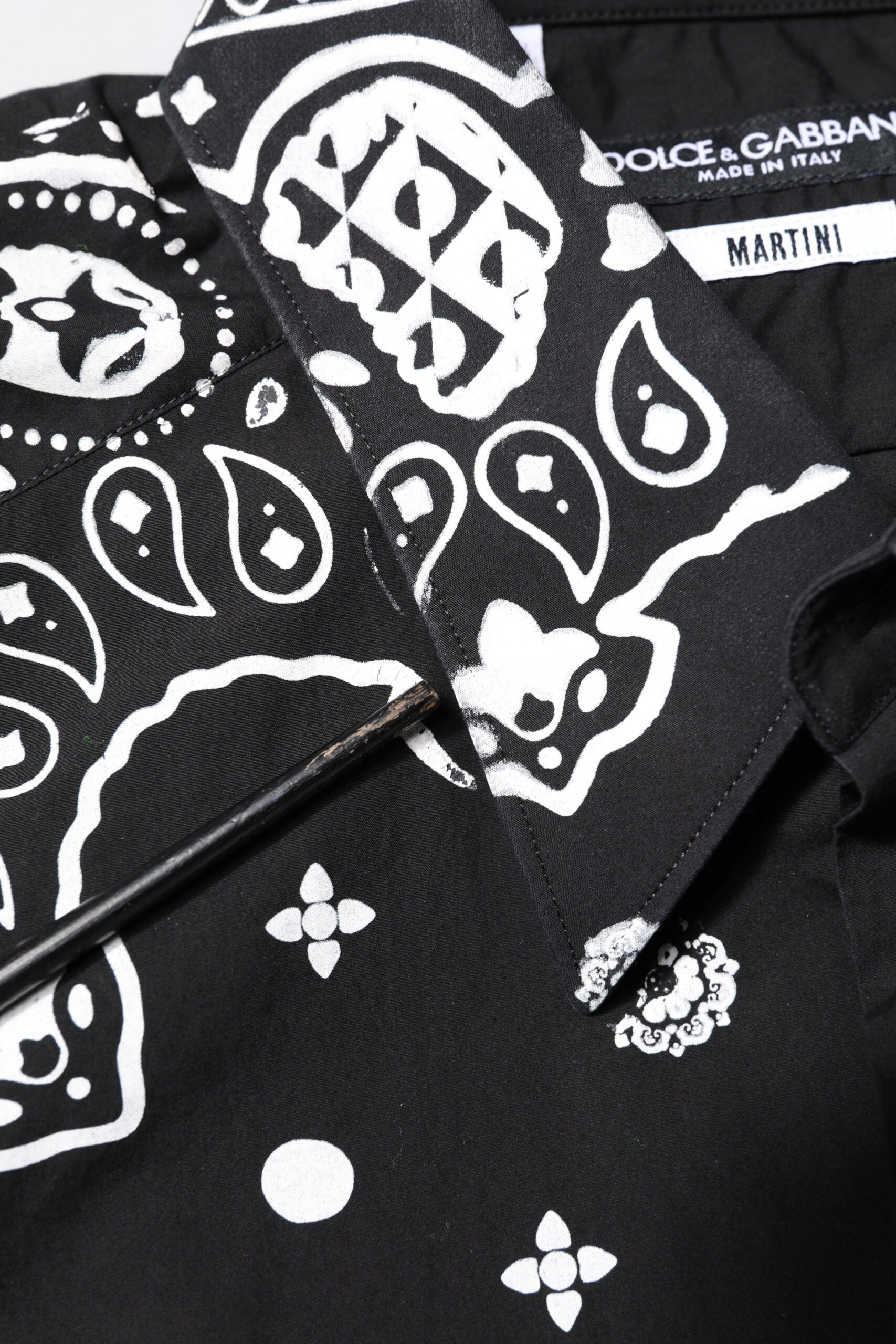 Dolce & Gabbana Black White Bandana MARTINI Casual Shirt
