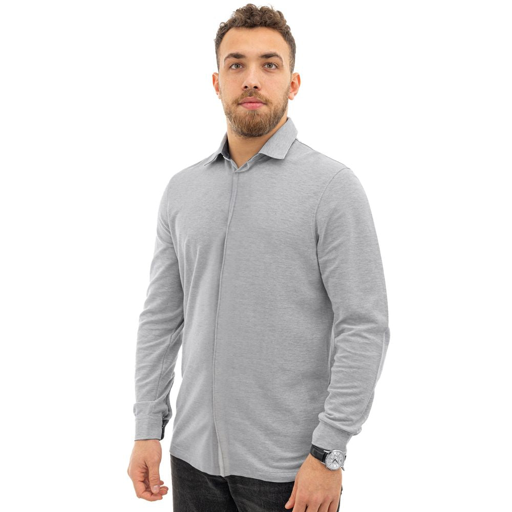 Corneliani Gray Cotton Dress Shirt