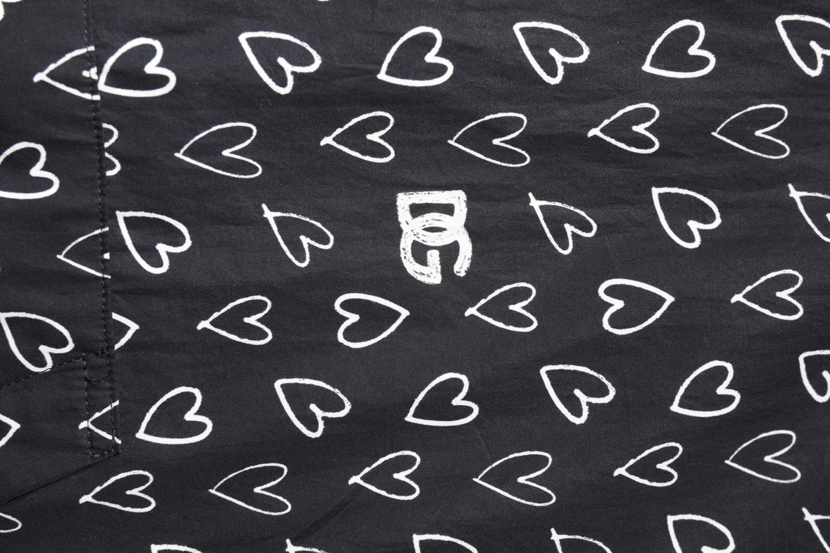Dolce & Gabbana Black Heart Print Hooded Windbreaker Jacket