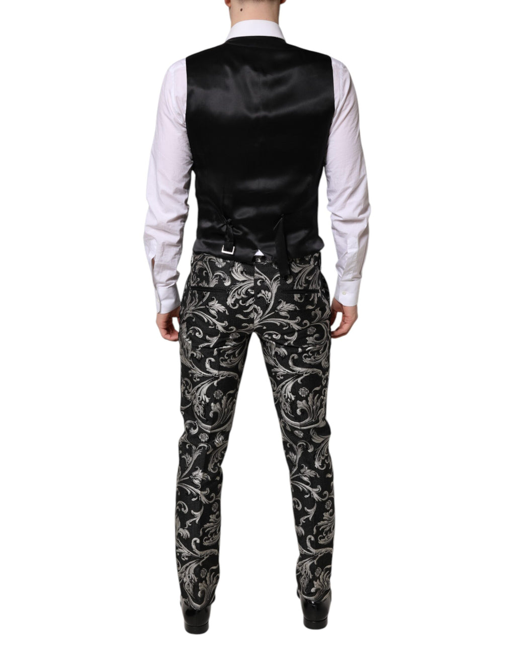 Dolce & Gabbana Dark Gray MARTINI Jacquard Men 3 Piece Suit