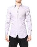 Dolce & Gabbana White Striped Cotton GOLD Long Sleeves Shirt
