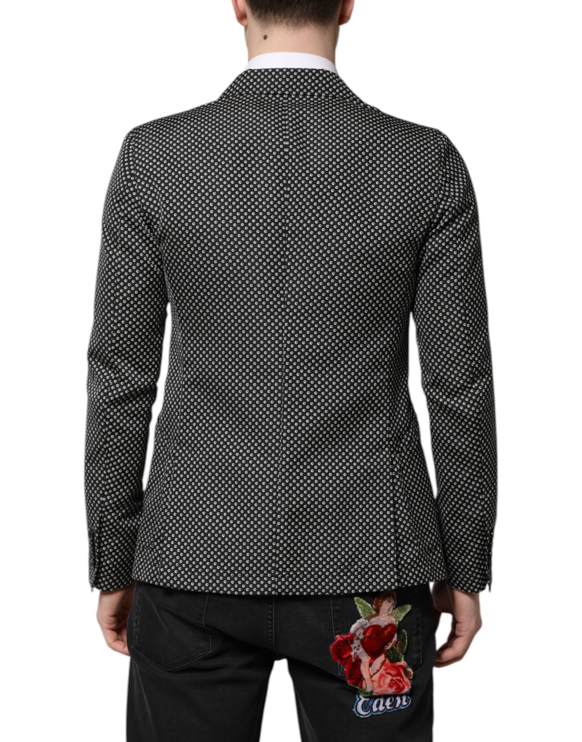 Dolce & Gabbana Dark Gray White Patterned Men Suit Coat Blazer