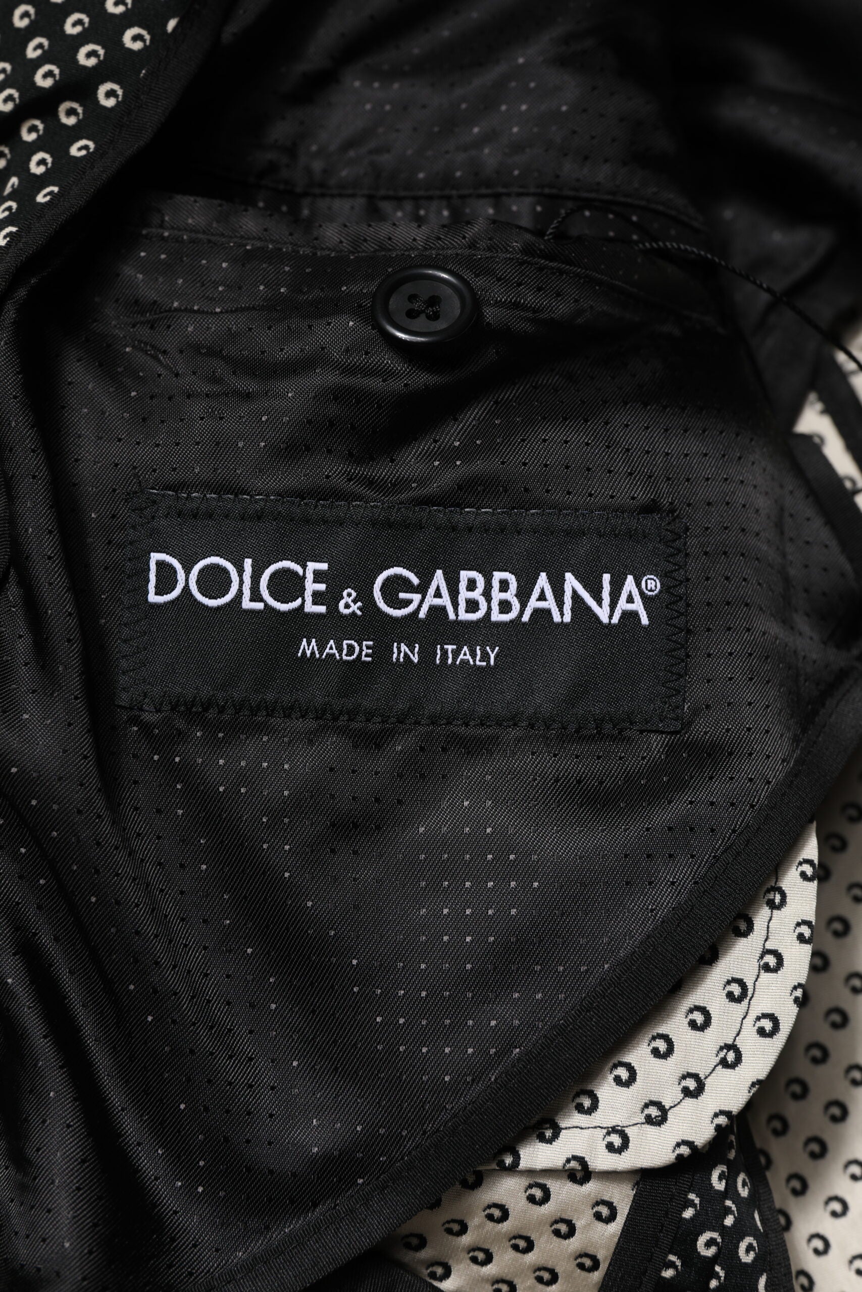 Dolce & Gabbana Dark Gray White Patterned Men Suit Coat Blazer