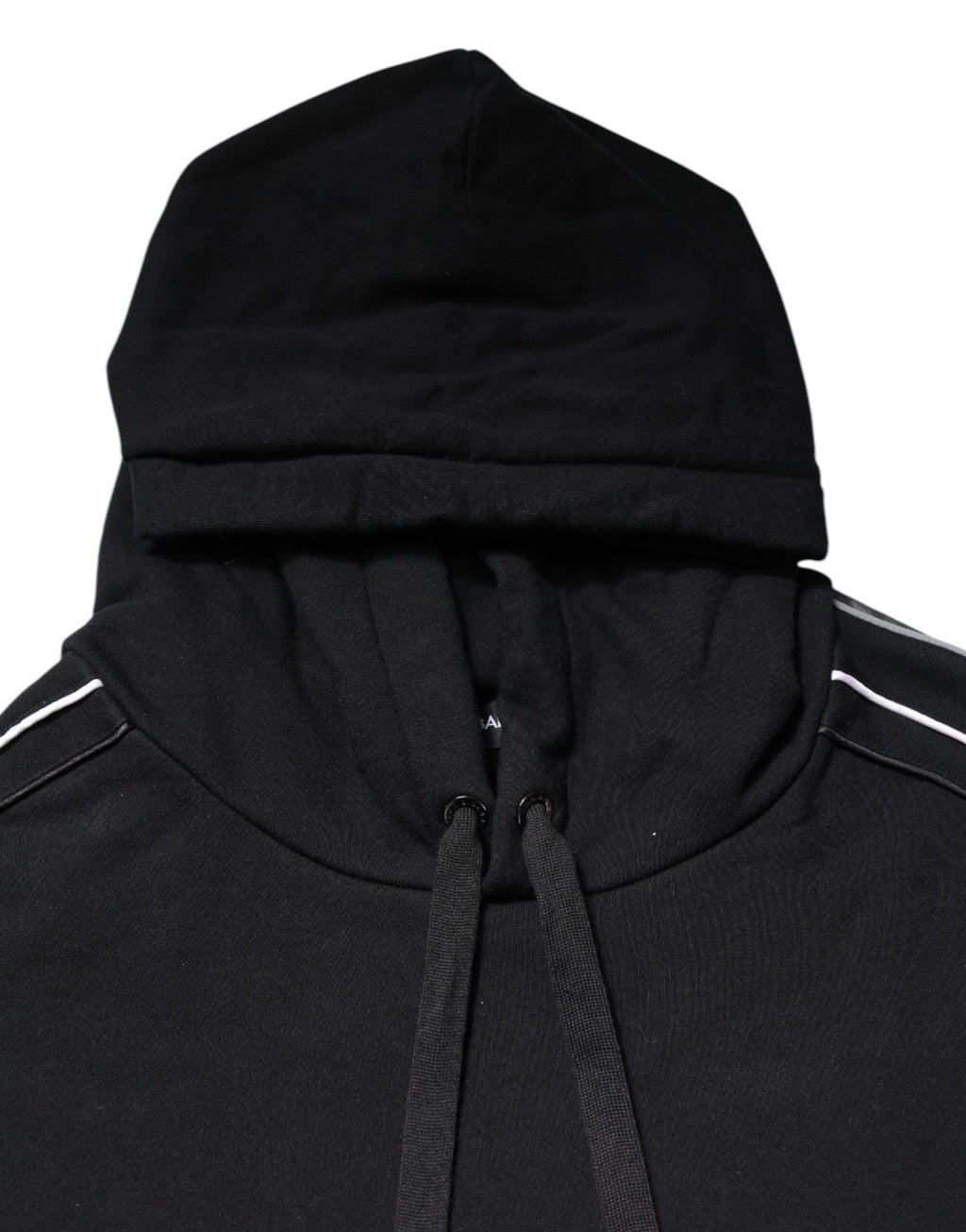 Dolce & Gabbana Black Cotton Logo Hooded Sweatshirt Sweater