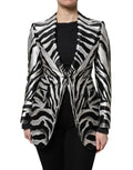 Dolce & Gabbana Black Silver Polyester Women Blazer Jacket