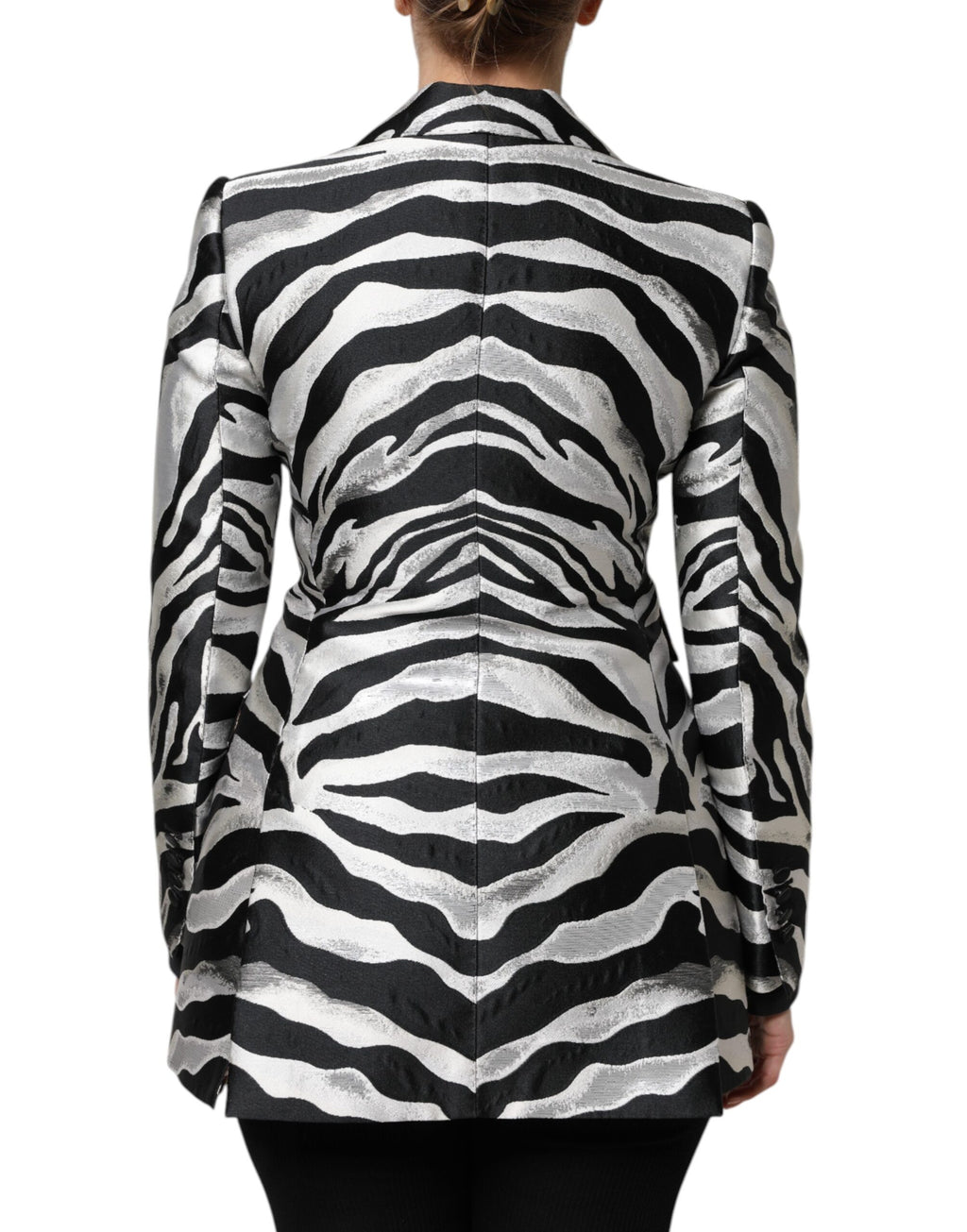 Dolce & Gabbana Black Silver Polyester Women Blazer Jacket
