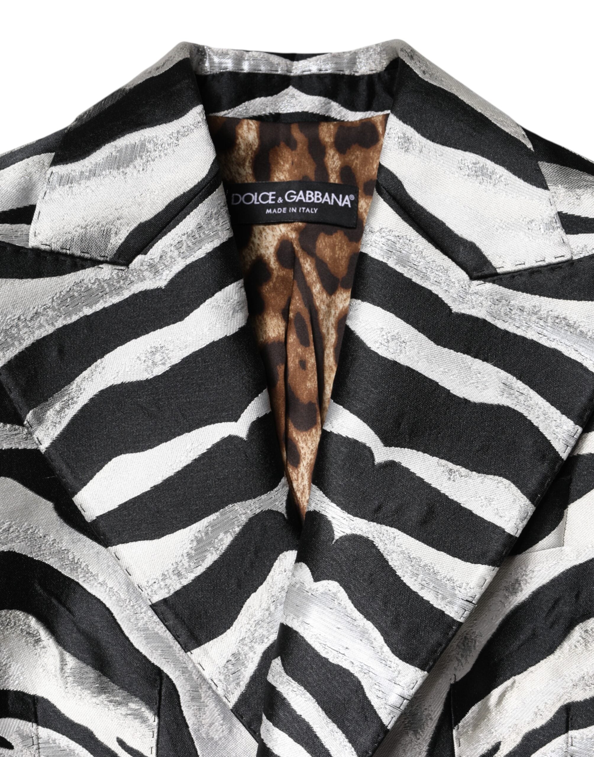 Dolce & Gabbana Black Silver Polyester Women Blazer Jacket