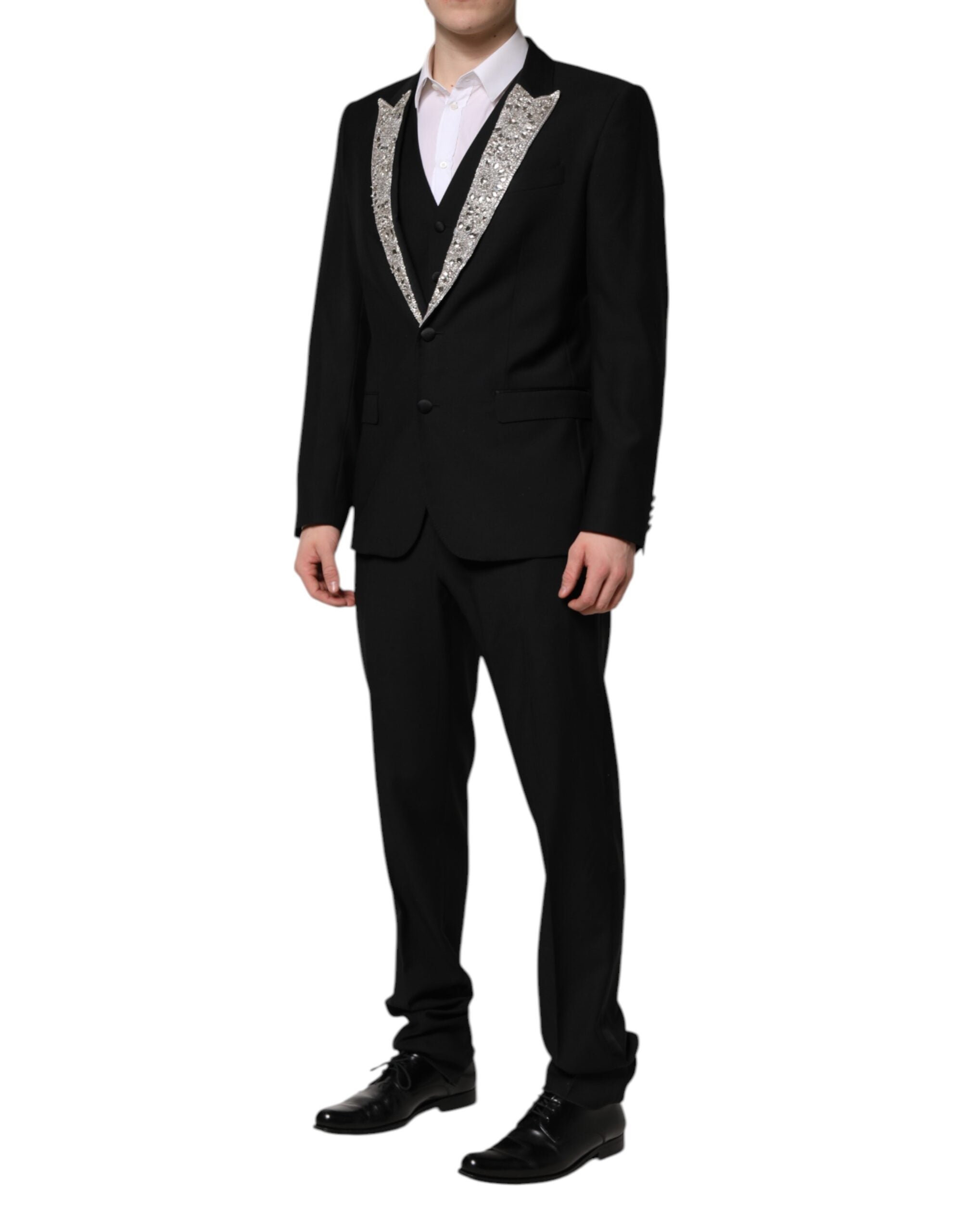 Dolce & Gabbana Black MARTINI Crystal Embellished 3 Pc Suit