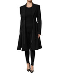 Les Hommes Black Polyester Single Breasted Trench Coat Jacket