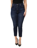 Dolce & Gabbana Blue Cotton High Waisted Cropped Denim Jeans