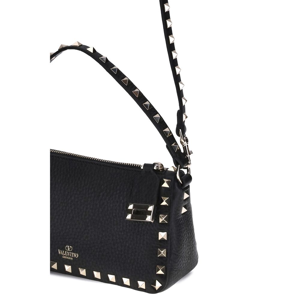 Valentino Garavani Black Calf Leather Bos Taurus Shoulder Bag