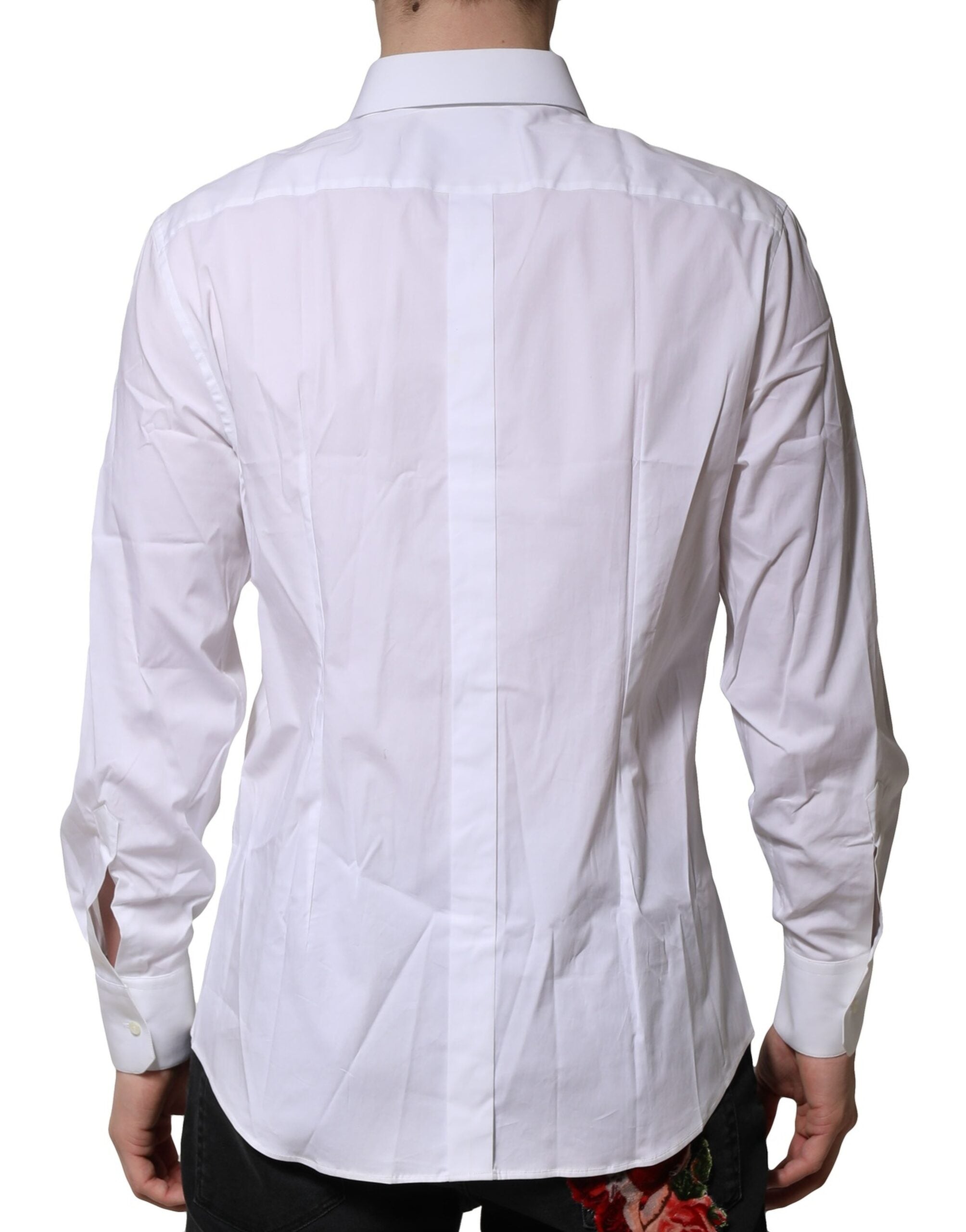 Dolce & Gabbana White GOLD Long Sleeves Dress Formal Shirt
