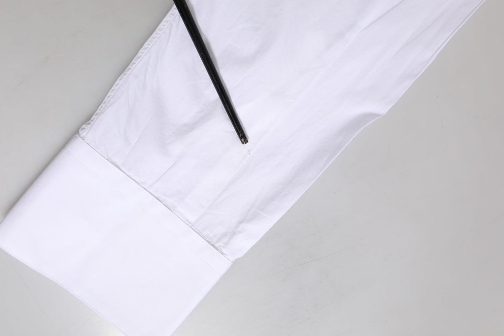 Dolce & Gabbana White GOLD Cotton Poplin Dress Formal Shirt