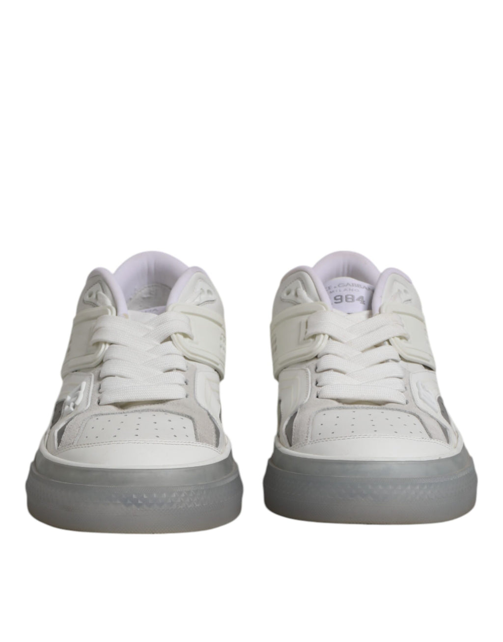 Dolce & Gabbana White Low Top DG Embossed Men Sneakers Shoes