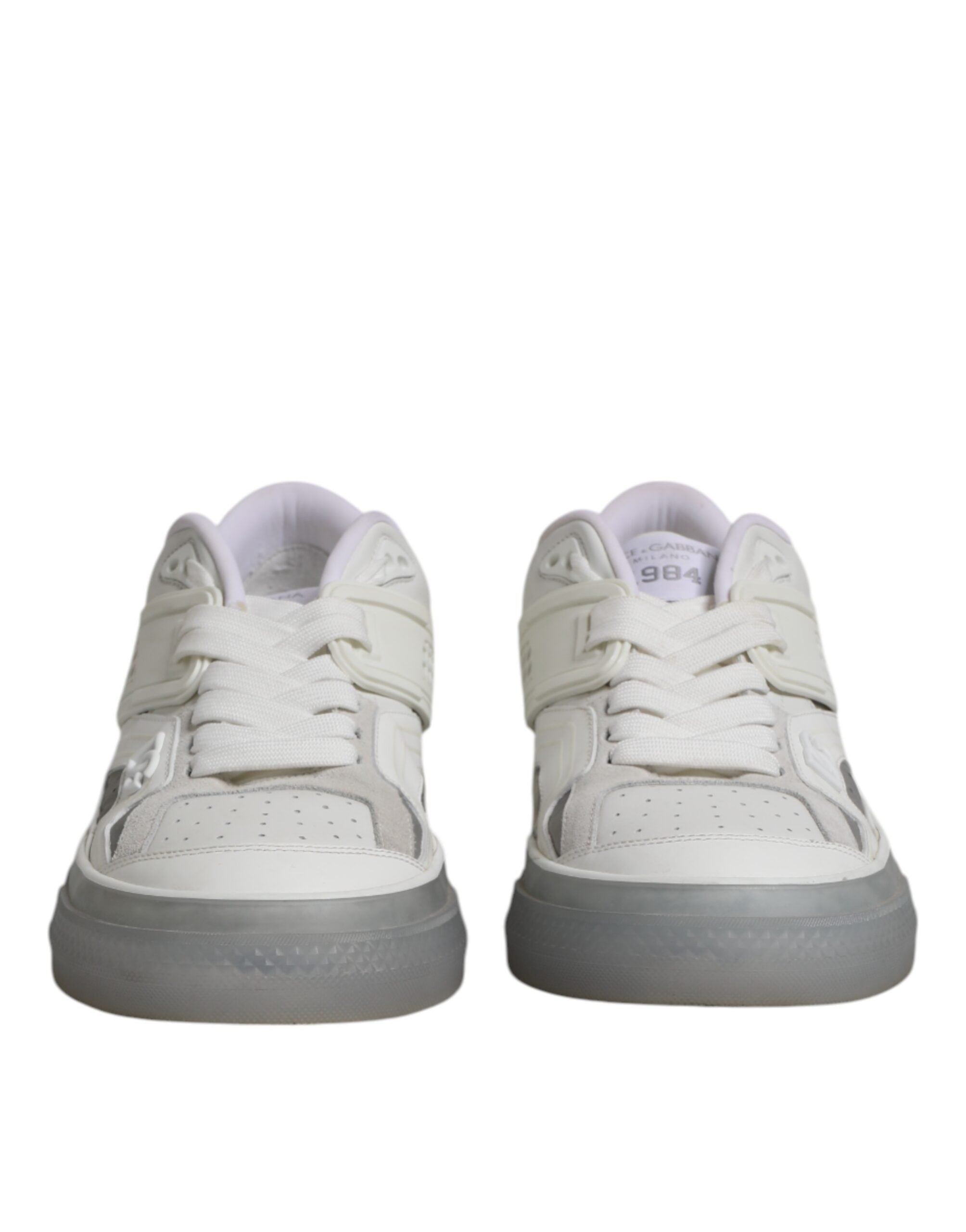 Dolce & Gabbana White Low Top DG Embossed Men Sneakers Shoes