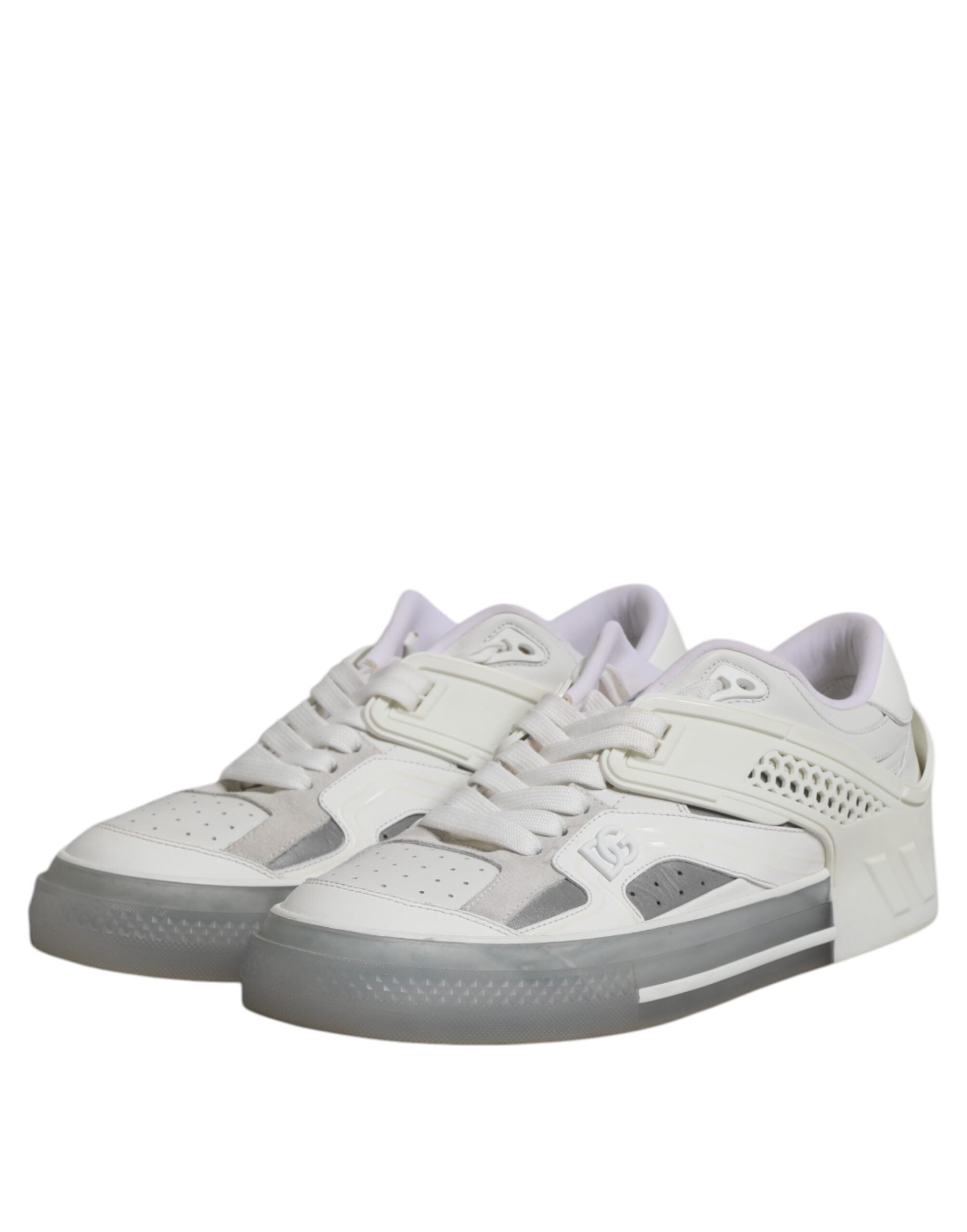 Dolce & Gabbana White Low Top DG Embossed Men Sneakers Shoes