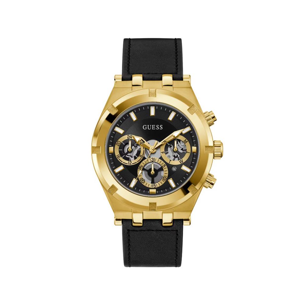 Guess Black Leather Dress Watch